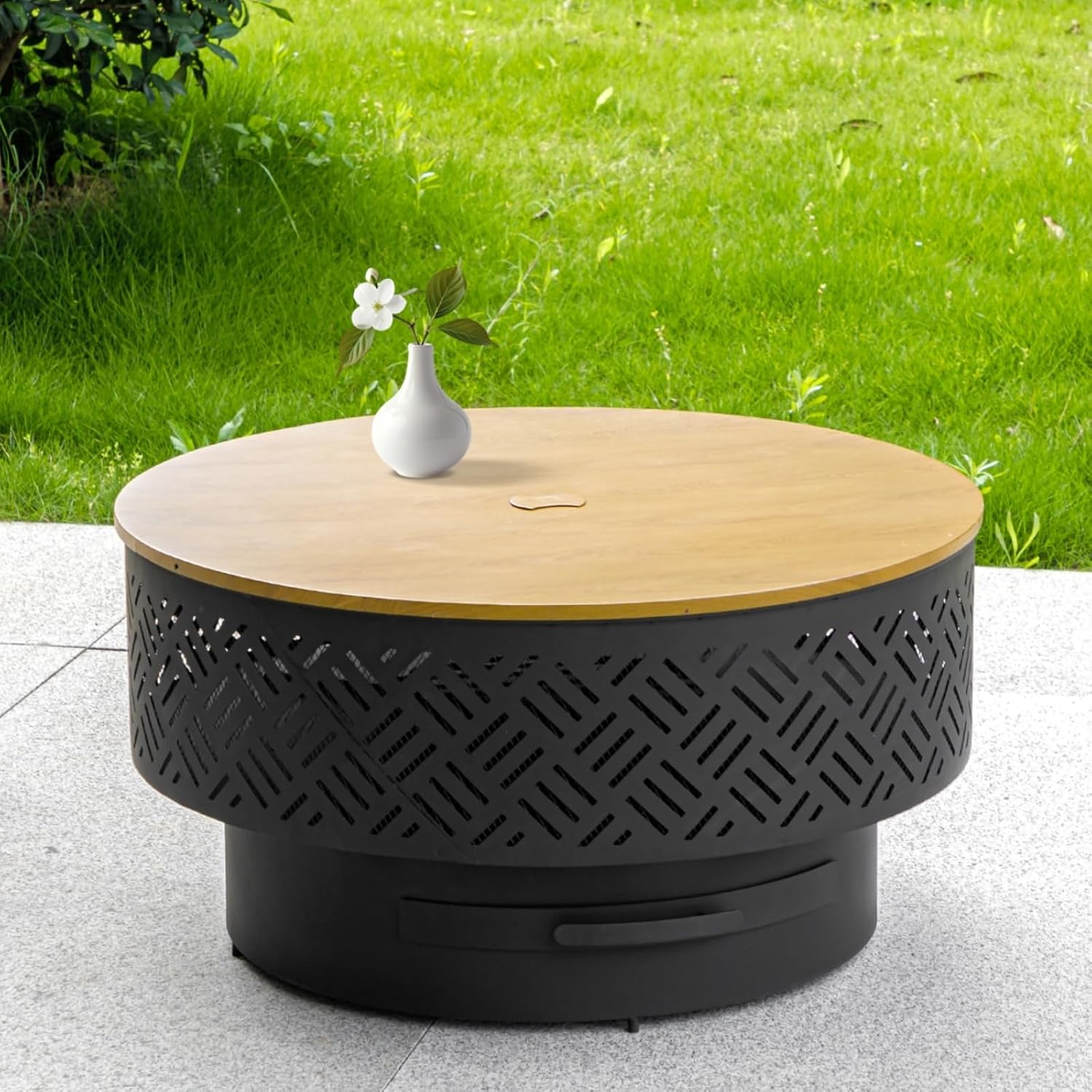 Camping Cooking Table - 32-дюймовый круглый металлический стол-кострище для сжигания